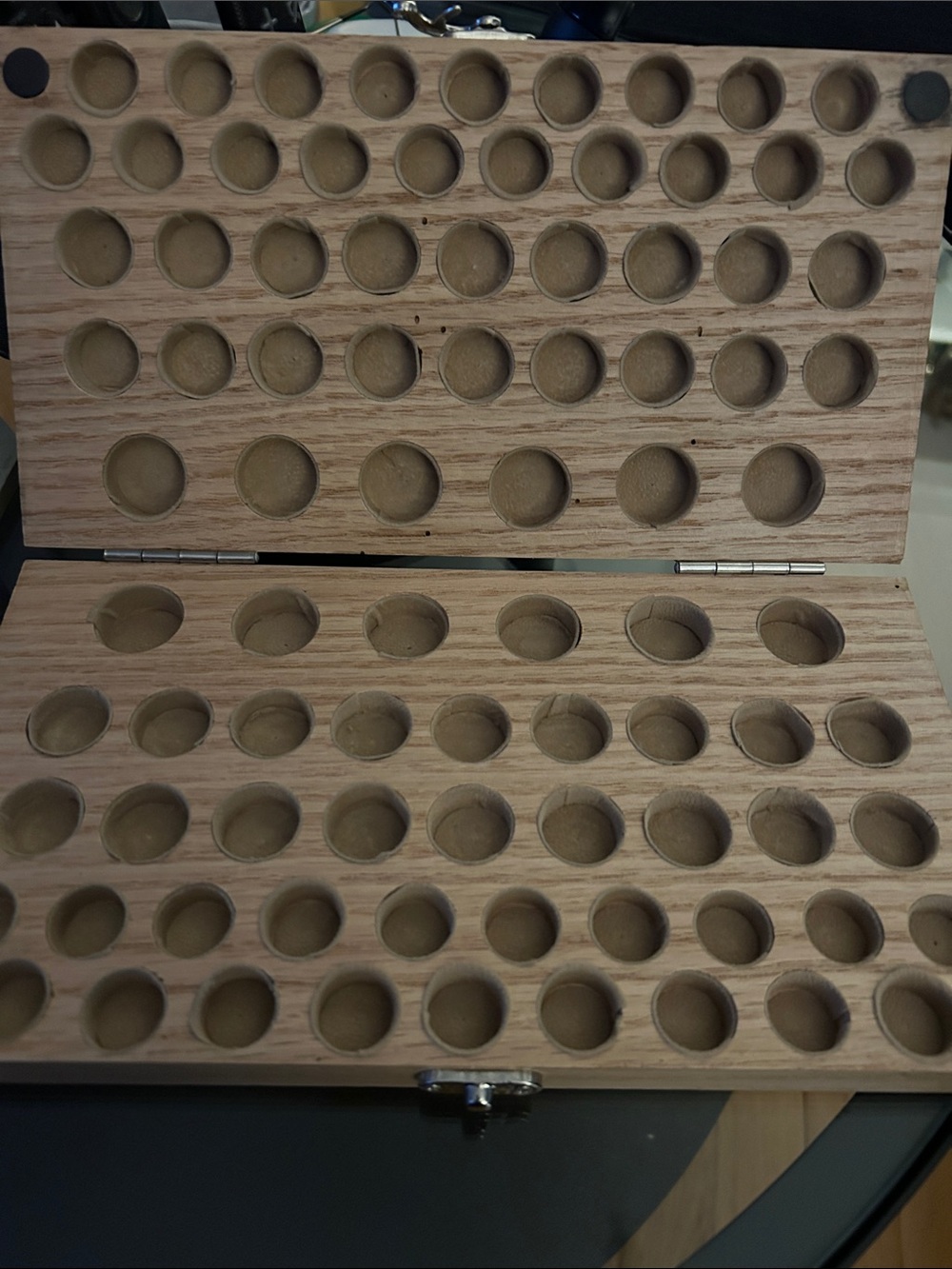 White oak marble travel case.